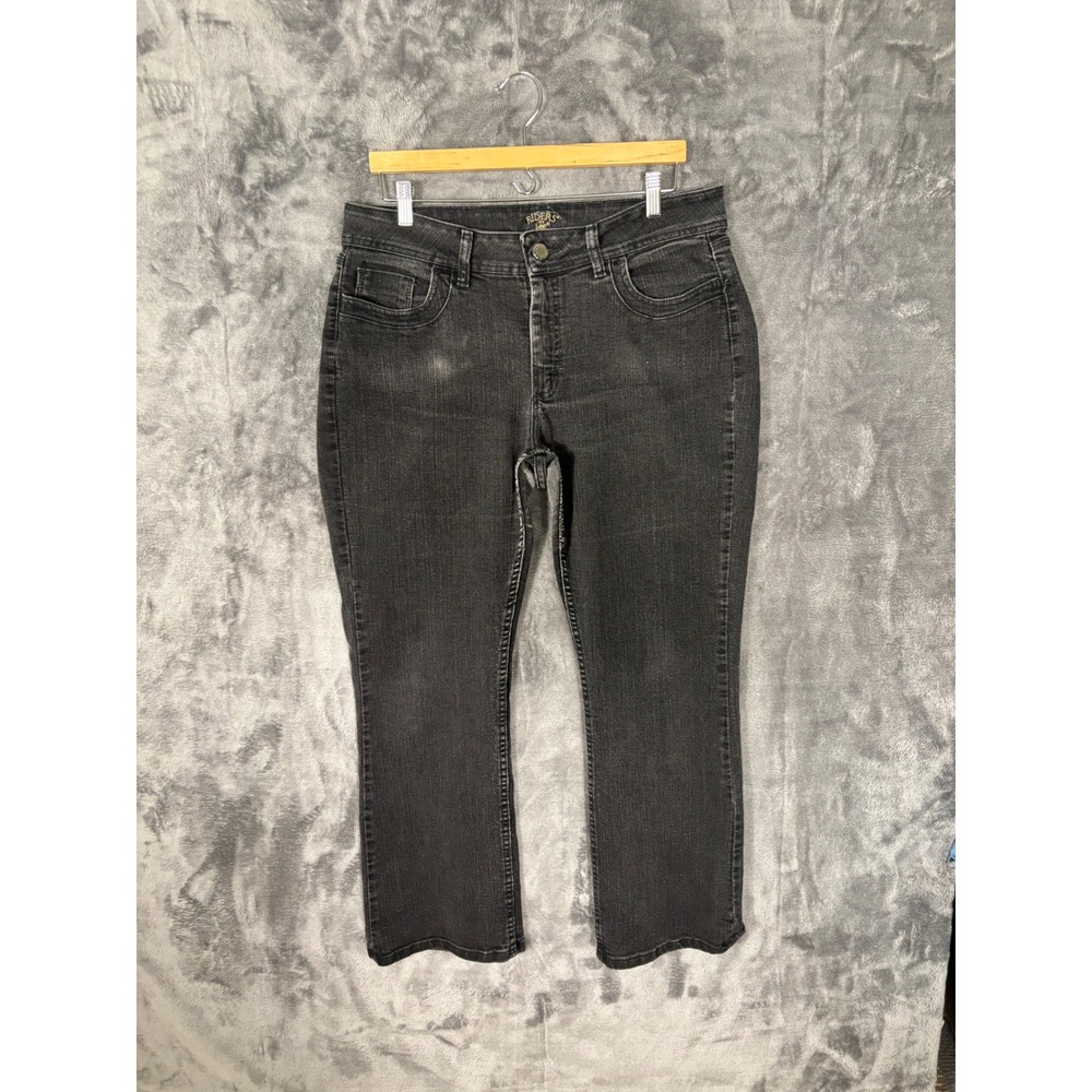 Riders by Lee Womens Mid Rise Straight Leg Jeans Charcoal Gray Denim Size 14P